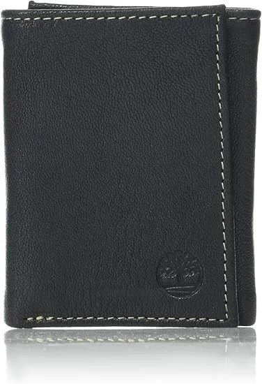 Men's Genuine Leather Rfid Blocking Trifold Wallet, Black, One Size