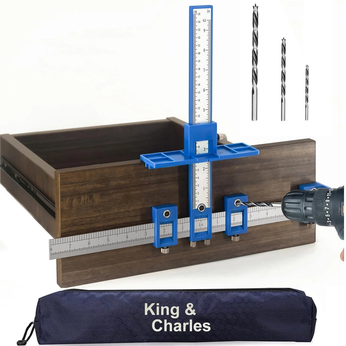 King&Charles Cabinet Hardware Jig, Cabinet Handle Jig with Point Wood Drils Bits