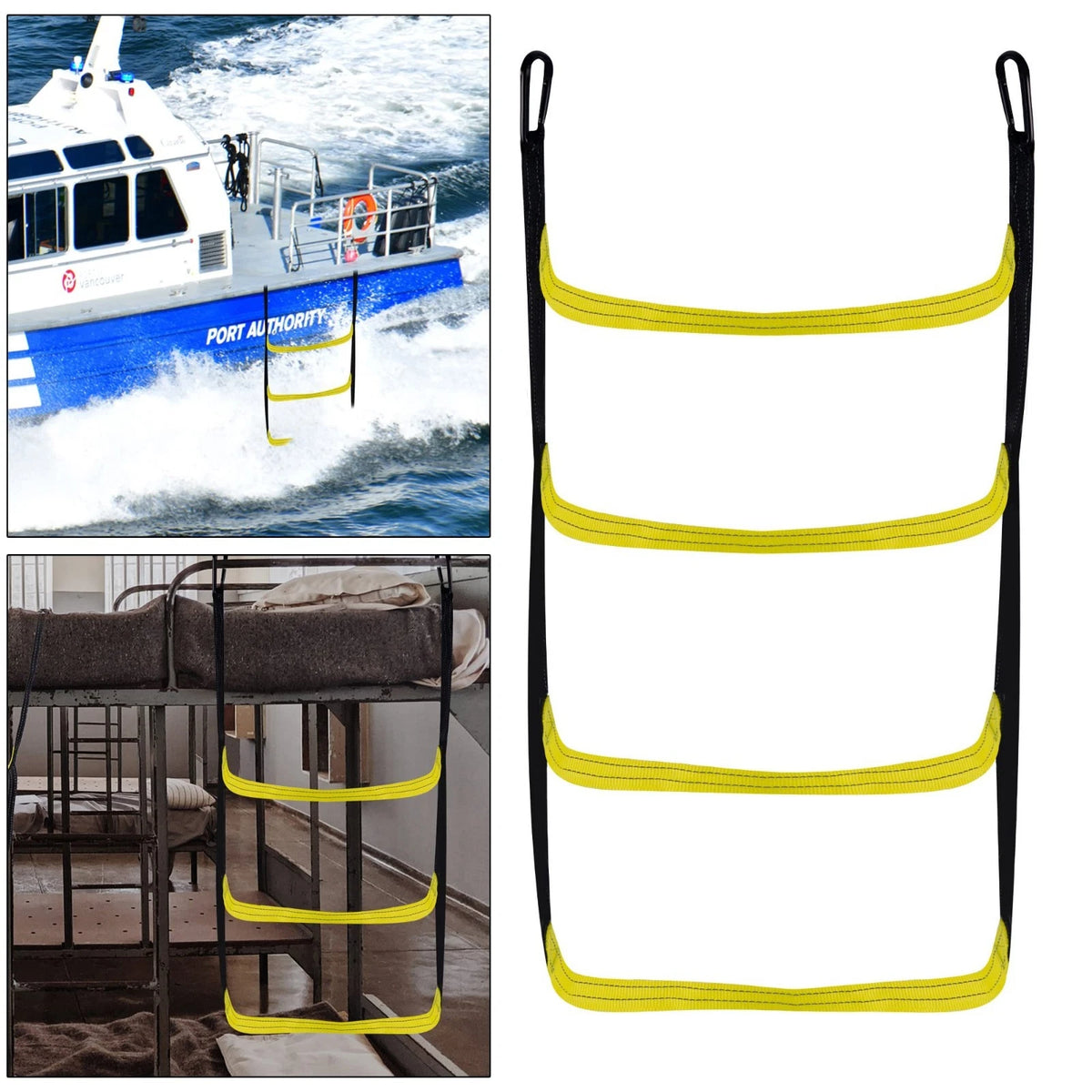 4 Steps Boat Ladder Marine Rope Ladder for Inflatable Boat Yacht Kayak Canoeing