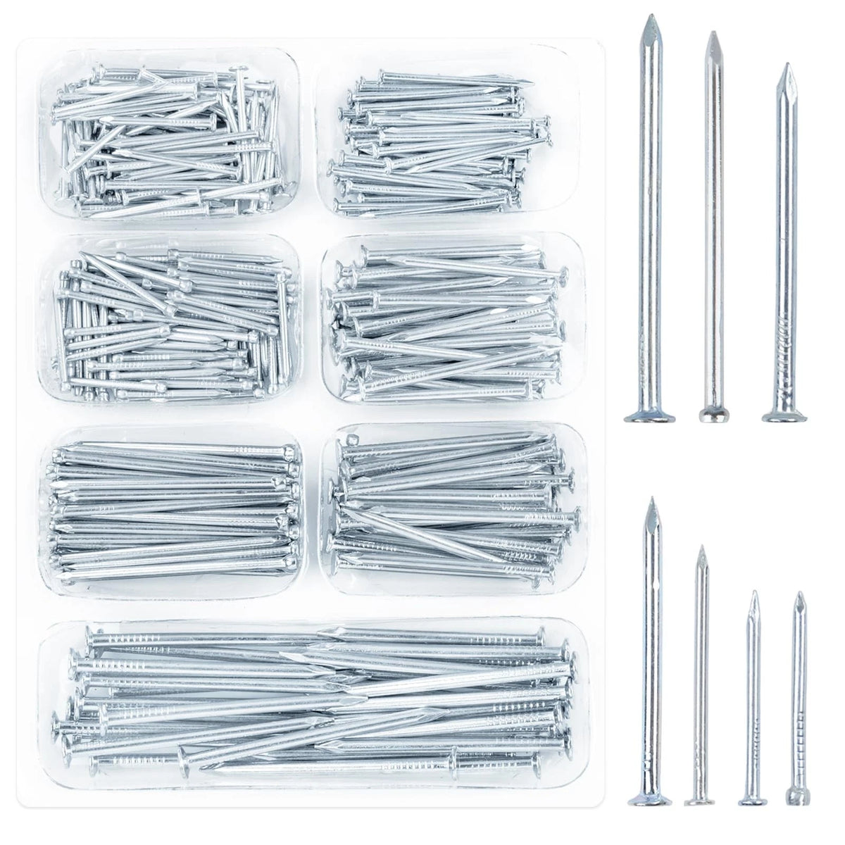 400pcs Hardware Nails Assortment Kit, Picture Hanging Nails, Galvanized Nails, S