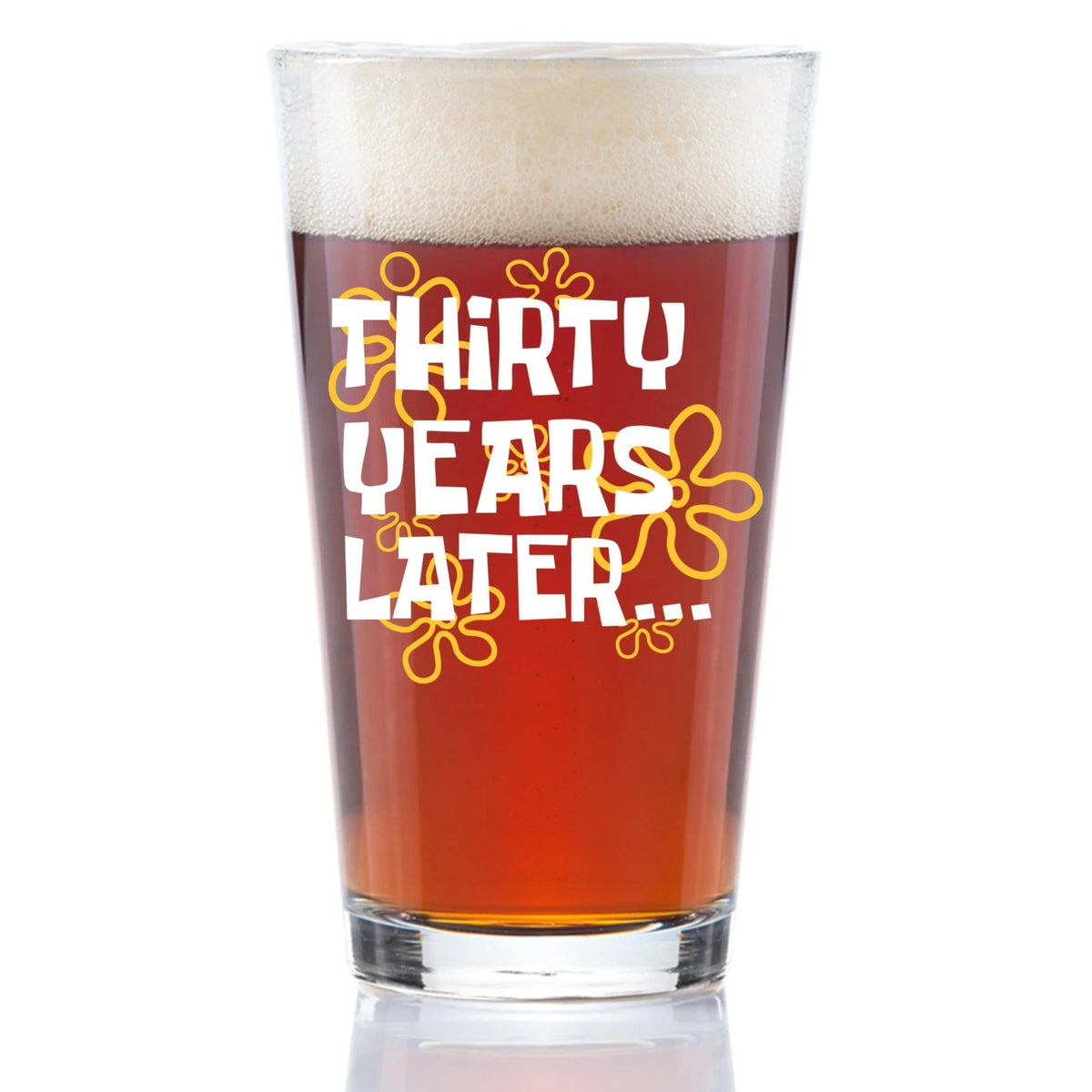 30th Birthday Gifts for Men – Funny Beer Glass with “30 Years Later” Design –