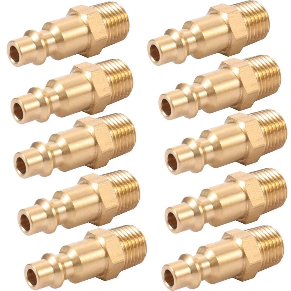 1/4 Inch Brass NPT Male Industrial Air Hose Quick Connect Adapter, Air Coupler