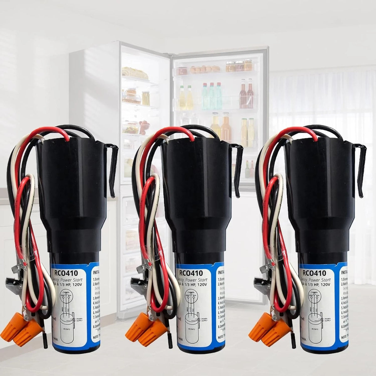 3-in-1 Hard Start Capacitor Kit for Refrigerators & Freezers, 1/4-1/3 H.P.