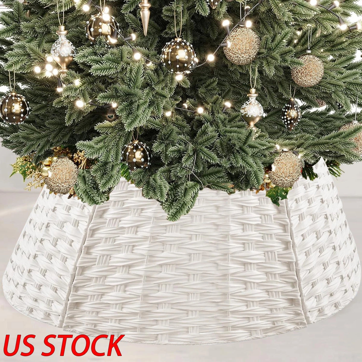 Christmas Tree Collar for 7.5 ft Trees 27 Inch Woven Hyacinth 4 Pcs Rattan