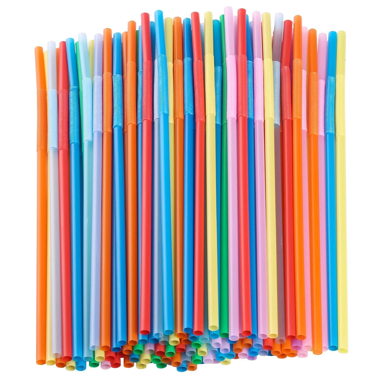 12.8inch Disposabl Drinking Straws, Colorful 100 Count (Pack of 1),