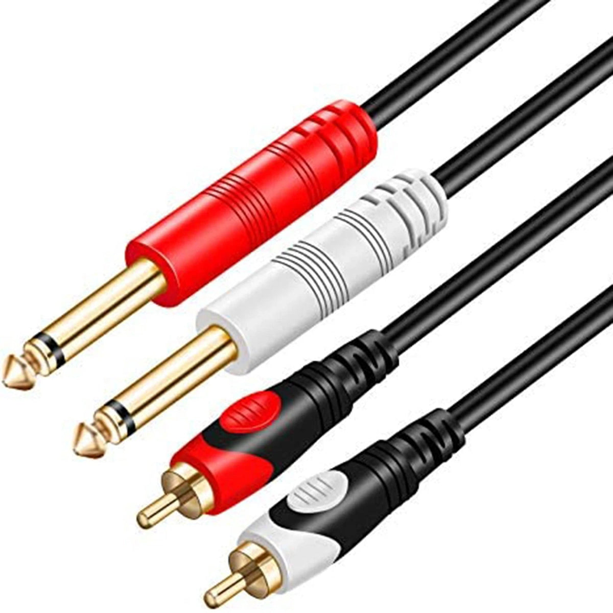 RCA to 1/4 Audio Cable 10Ft Dual 6.35mm TS to RCA Male Stereo Mixer Amplifier Co