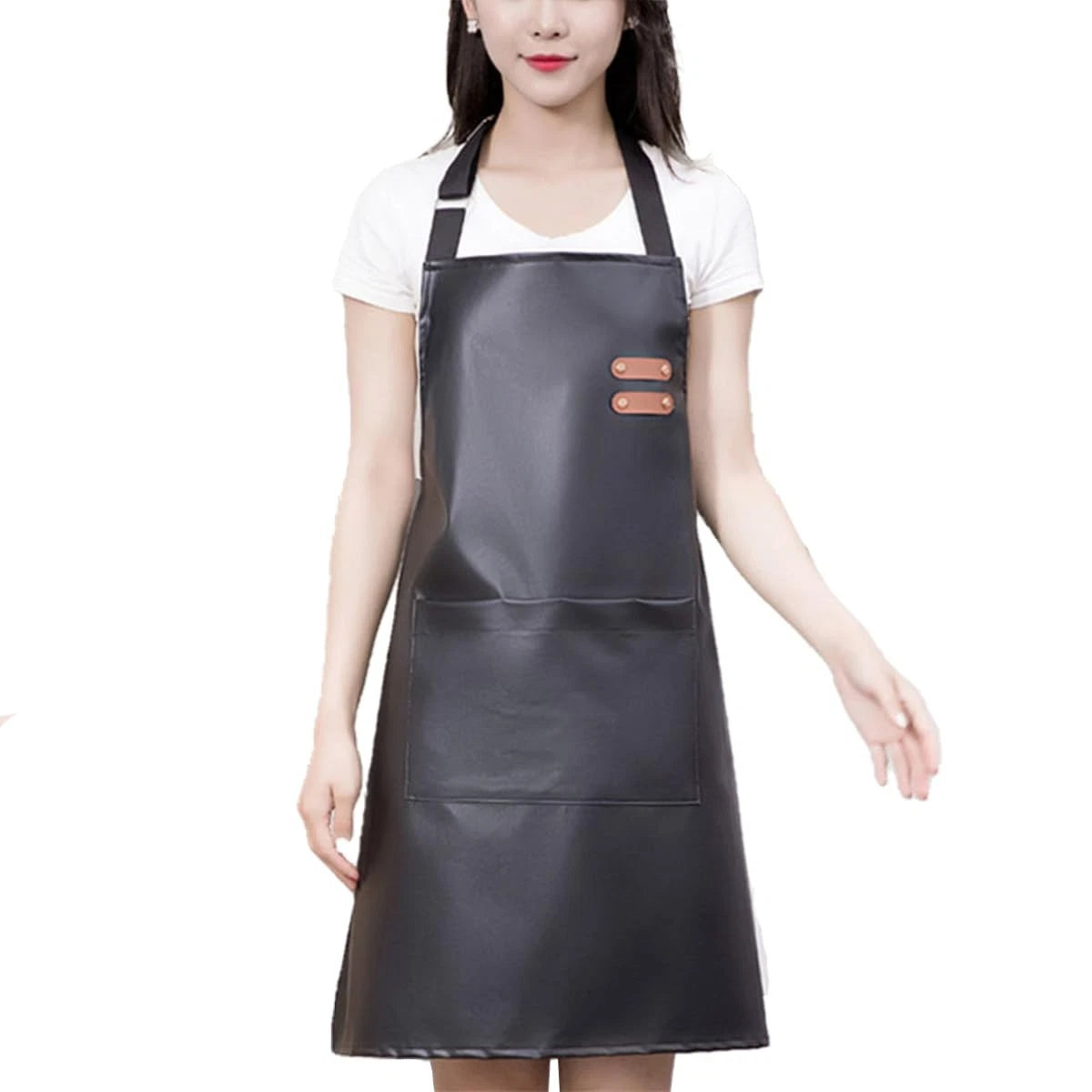 Waterproof Apron Large Pocket PU Material Waterproof Oil-proof Dust-proof Apron