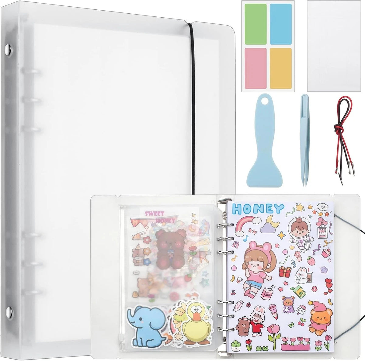 Reusable Sticker Book 100 Sheets Sticker Collecting Book with Pockets Stick