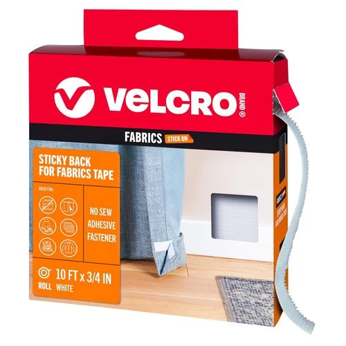 Sticky Back for Fabrics, 10 Ft Bulk Roll No Sew Tape with Adhesive, Cut Strips