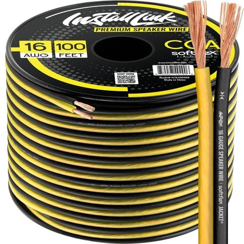 16 AWG Gauge Speaker Wire Cable Stereo, Car or Home Theater, CCA (100 Feet) by