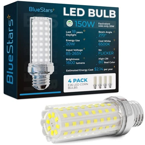 LED Corn Light Bulbs 150W Equivalent Super Bright, 1600 Lumens, 20W E26 Base