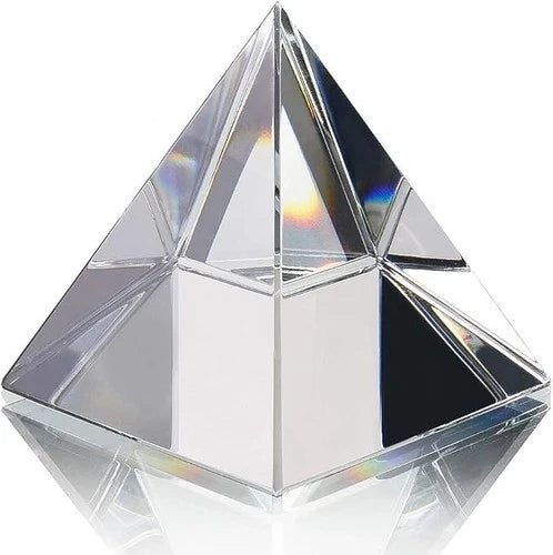 Crystal Pyramid Figurine Transparent Color Prism Glass Paperweight 60mm 2.4in