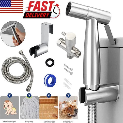 Stainless Steel Toilet Shattaf Adapter Hose Bidet Spray Handheld Shower Head US
