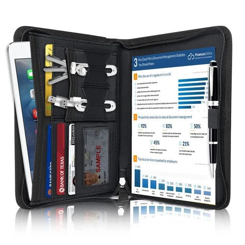 Padfolio/Portfolio Mini Leather Zippered Padfolio Portfolio Binder 5 x 8 Lega...