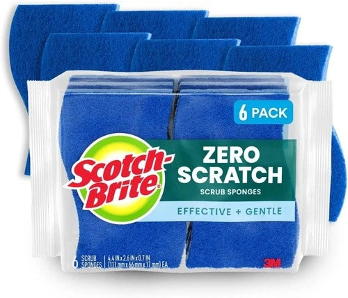 Scotch-Brite Zero Scratch Scrub Sponge, 6 Kitchen Sponges for Cleaning Around th