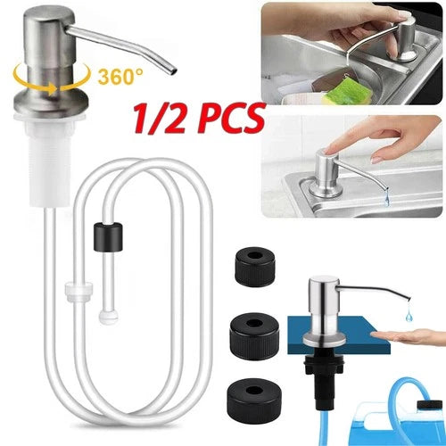 1/2 Pcs 360° Stainless Steel Kitchen Sink Liquid Soap Dispenser Pump Bottle Tube