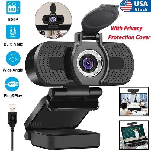 1080P USB 2.0 Webcam for PC Desktop & Laptop Web Camera with Microphone Full HD
