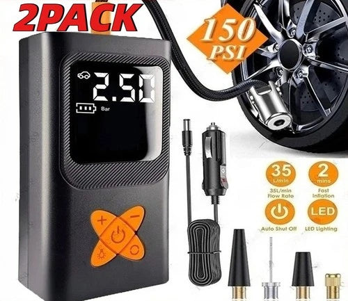 2X Tire Inflator Car Air Pump Compressor Electric Portable Auto 12V Volt 150 PSI