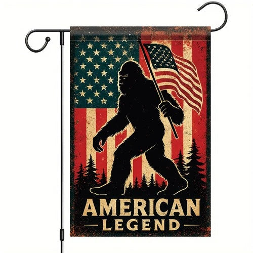 Patriotic Bigfoot Garden Flag 12x18 Inch Double Sided Sasquatch American Flag Ya