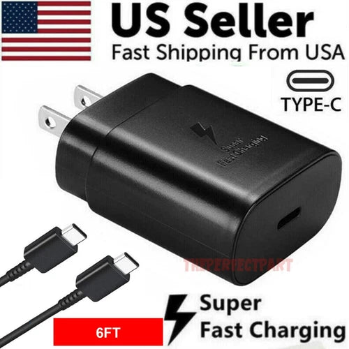 25W USB-C Super Fast Wall Charger 6FT Cable For Samsung Galaxy S25 S24 S23 S22