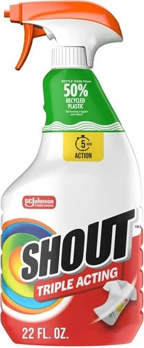 Shout Active Enzyme Laundry Stain Remover Spray for Clothes, Triple-Acting Formu