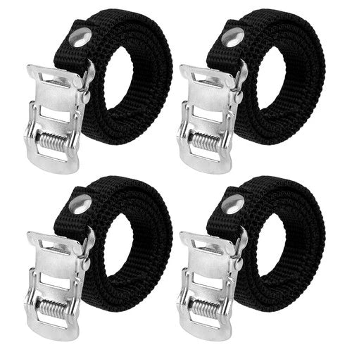 4 PCS Bike Pedal Straps Universal Replacement Foot Large, black