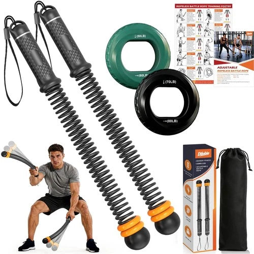 2PCS Weighted Ropeless Battle Ropes for Home Gym, Heavy Duty Portable Cordles...