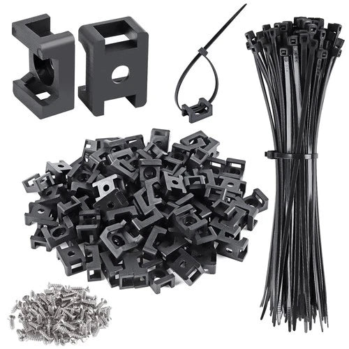 XHF 100 Pcs Cable Zip Tie Saddle Type Mounts Base with 100 Pcs 8