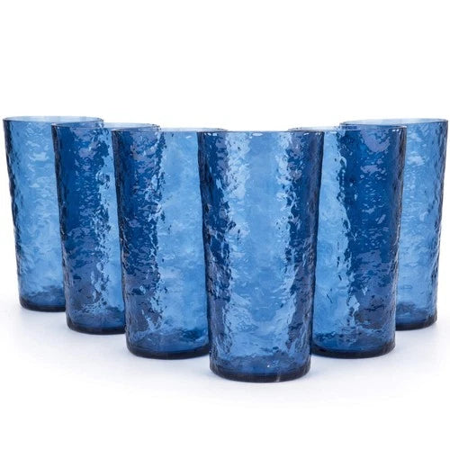 18-ounce Acrylic Highball Glasses Plastic Tumbler, set of 6 Blue, Free Shipping