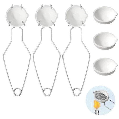 9 Pcs Crucibles for Melting Metal Kit, 6 Ceramic Quartz Crucibles, 3 Pcs Whipcli