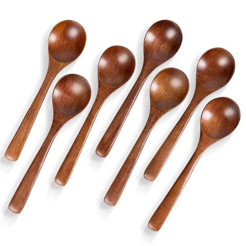 7 PCS Wooden Spoons for Eating, 7 inch Wooden Honey Spoons for Tea, Wood Teas...