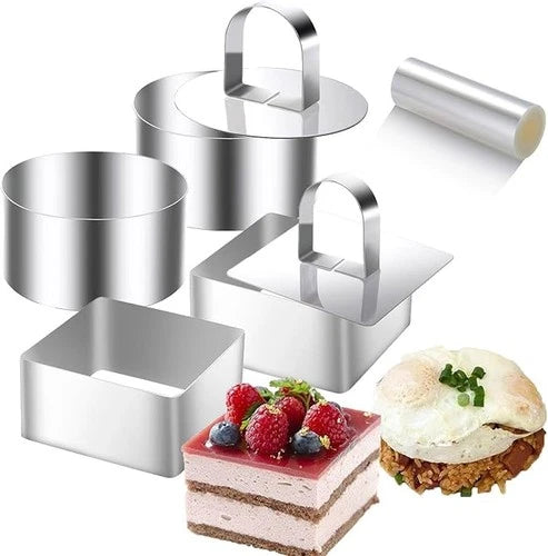 9 Pcs 3.15â€˜â€™ Cake Ring Molds with 3 Inch Cake Collars, Stainless Steel Food Ring
