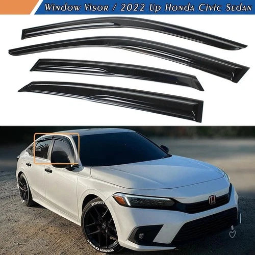 For 2022-2026 Honda Civic Sedan Mugen Style Window Visors Rain Guards Deflectors