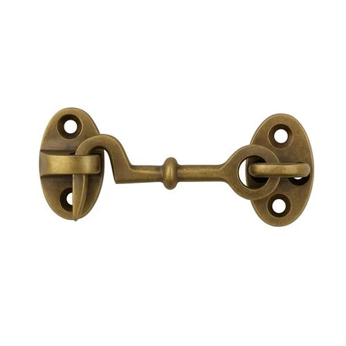 2.75 Inch Solid Brass Cabin Hook Latch â€“ Vintage Antique Finish Hook and Eye for