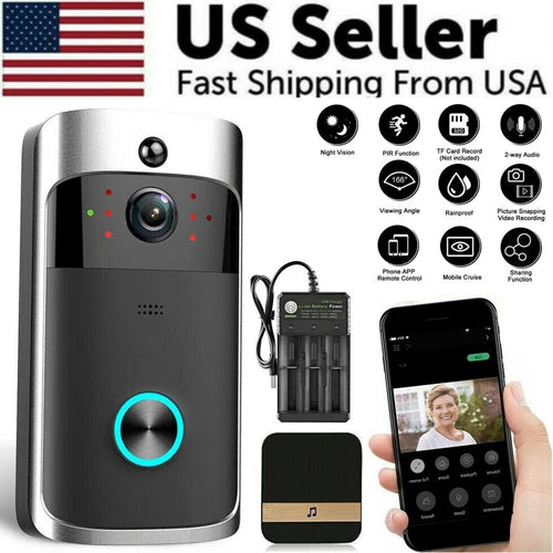 Smart Wireless WiFi Video Doorbell Phone Door Ring Intercom Security Camera Bell