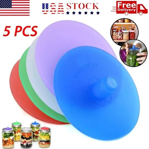 5Pcs Silicone Fermenting Lid Waterless Airlock Mold Free Auto Vent for Mason Jar