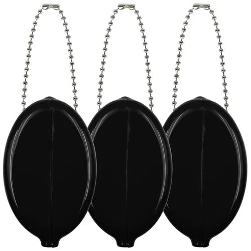 DEEZOMO 3 Pieces Rubber Coin Purse, 2 x 3 Inches Oval Squeeze Black 3 Pack