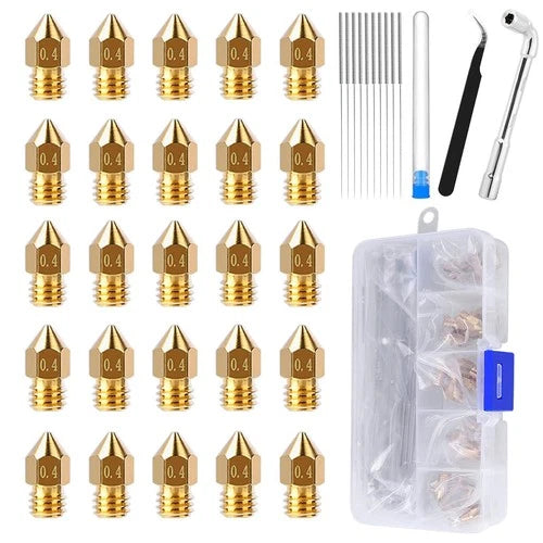 25 PCS Ender 3 V2 Nozzles, 3D Printer Extruder Hardened Steel Nozzle 0.4M