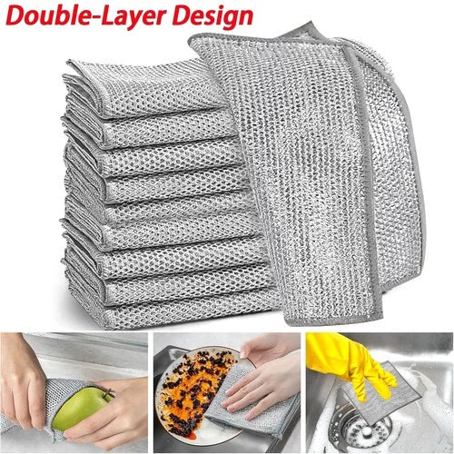 10/20 Pcs Double-Layer Anti-Scratch Cleaning Cloth Wet & Dry Multi-Purpose