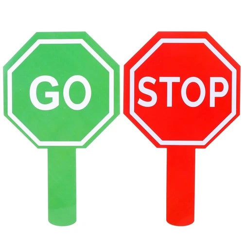Stop and Go Sign with Handle, Double Sided Street Slow Warning Reflective Signs,