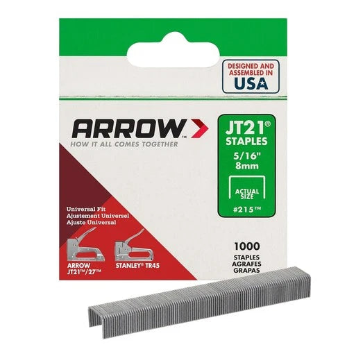 Arrow 215 JT21 Thin Wire Staples for Staple Guns and Staplers in 1000-Pack