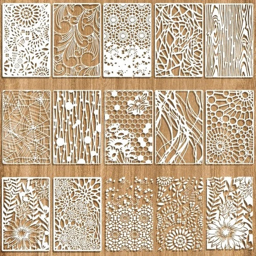 12 Pcs Reusable Abstract Geometric Stencils for Painting and Crafts