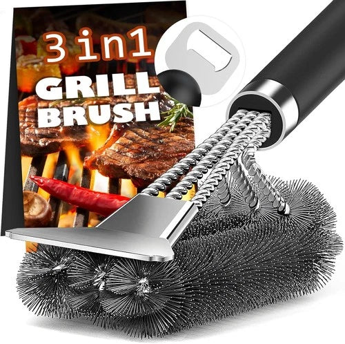 Grill Brush and Scraper-18 Adjustable Handle Safe BBQ Grill Brush for Outdoor ..