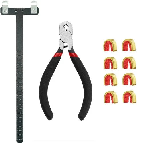 Archery Bow String Nocking Points Set with T Square Ruler Black