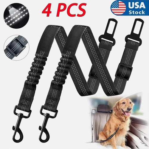 4 Pack Dog Seat Belt Leash Pet Seatbelt Car ELASTIC Safety Adjustable Harness