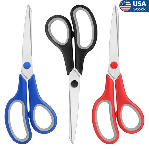 3Pcs 8-Inch Ultra Sharp Multipurpose Scissors, Comfort-Grip Handles.