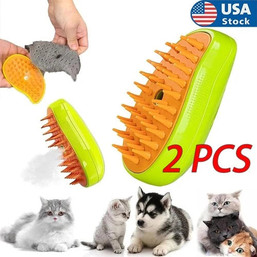 Rechargeable Pet Grooming Brush for Shedding Hot Steam Hair Spray for Cats Dogs