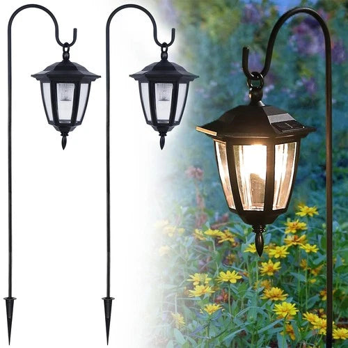 2 Pack Solar Hanging Lantern Lights Outdoor Waterproof Garden Pathway Yard Decor