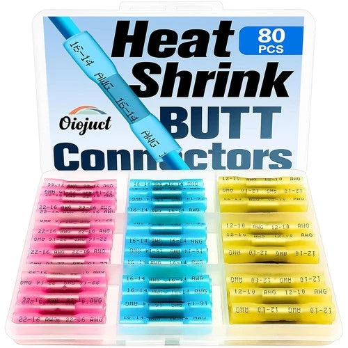 Heat Shrink Butt Connectors - Oiojuct Waterproof Wire Crimps for Marine and Auto