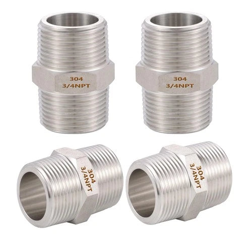 4PCS Hex Nipple 3/4 Male x 3/4 Male Pipe Fittings, 304 Stainless Steel 3/4 in...